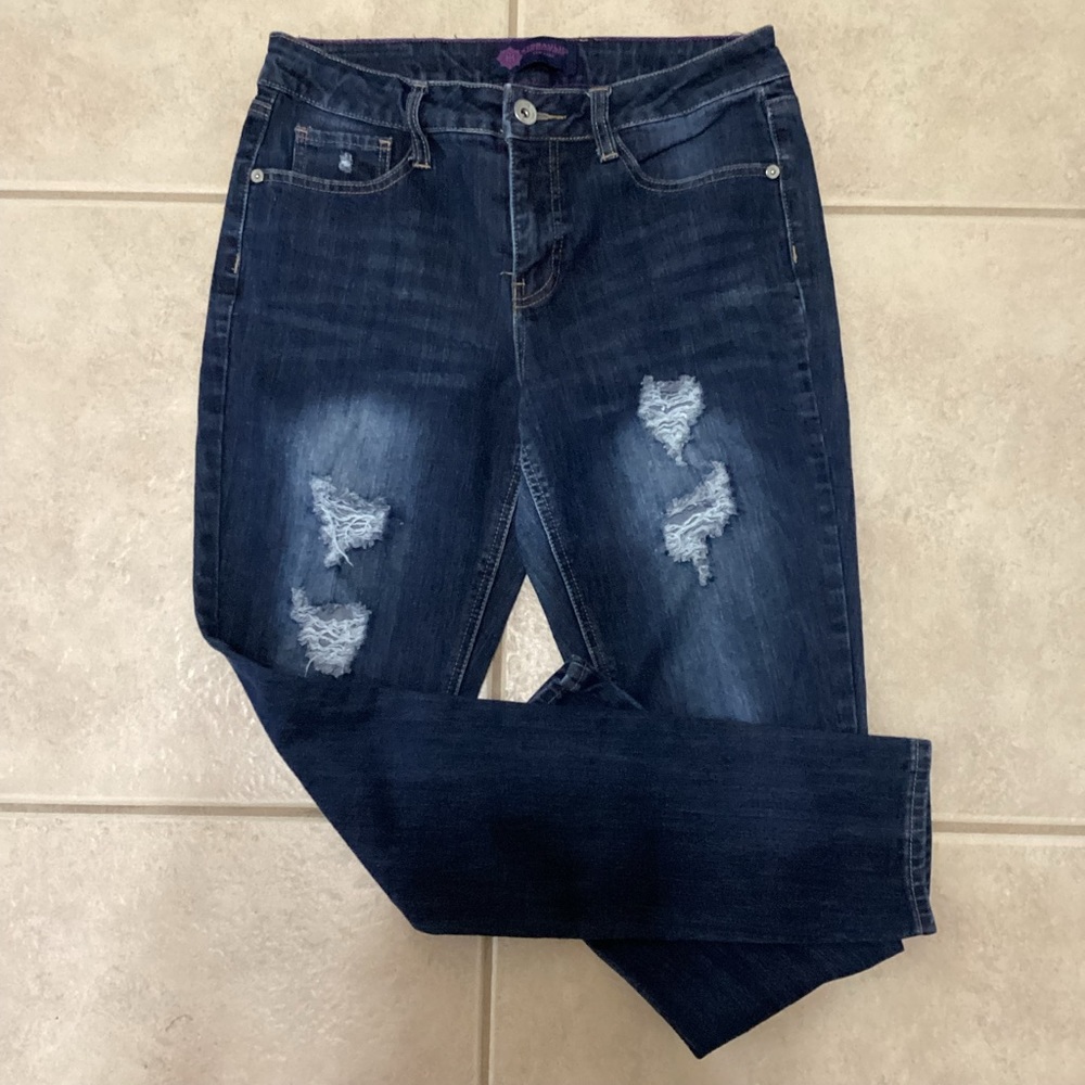 Hydraulic Tribeca Distressed Mid-Rise Skinny Jeans | Size 8